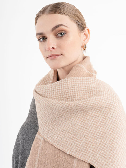 Dalcielo Baby Alpaca Windowpane Double Side Scarf