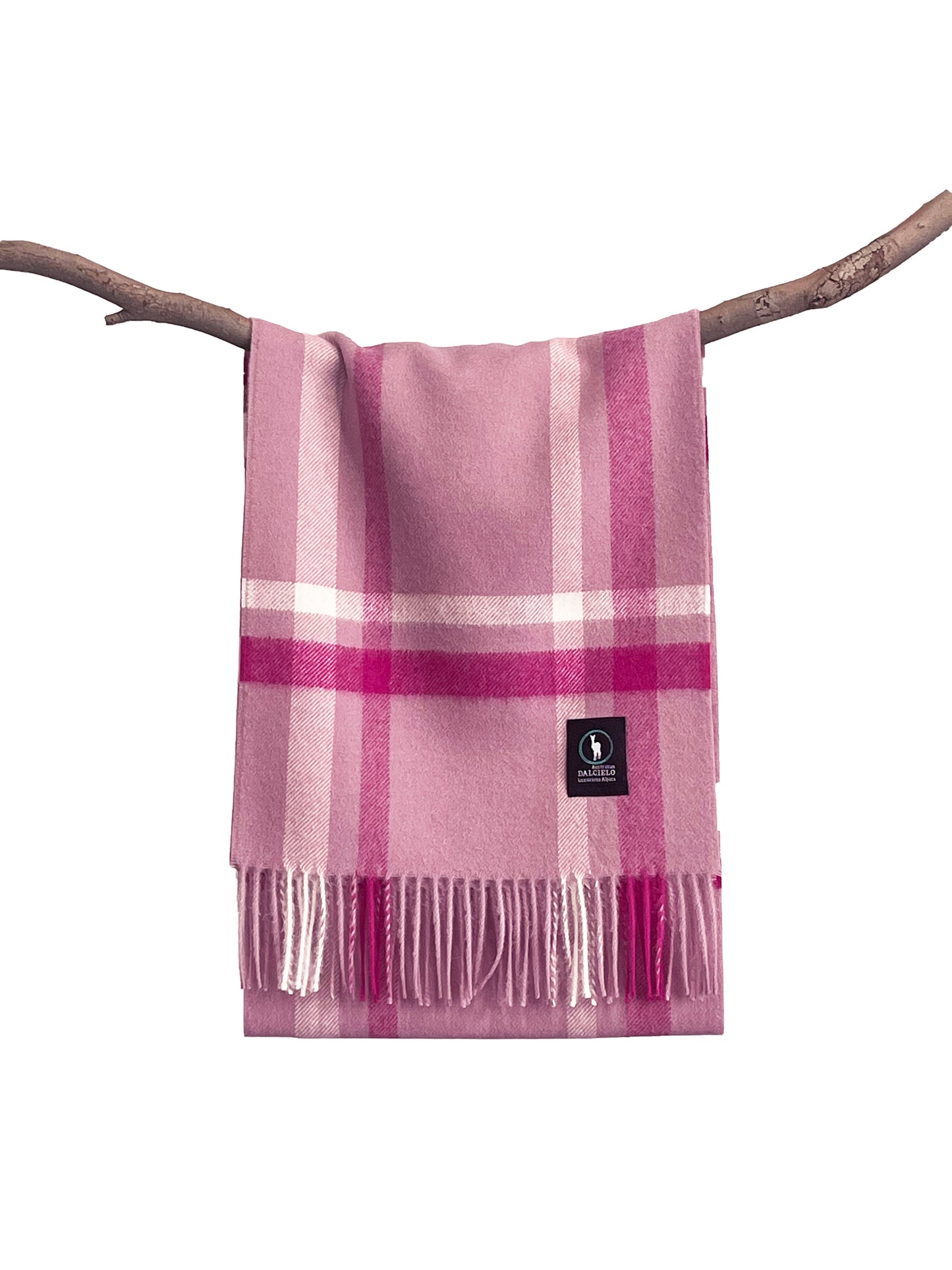 Dalcielo Alpaca Pink Check Scarf