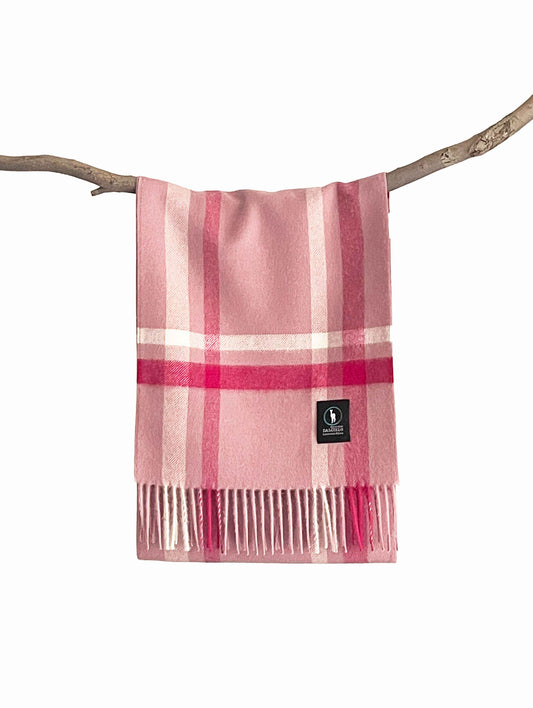 Dalcielo Alpaca Pink Check Scarf