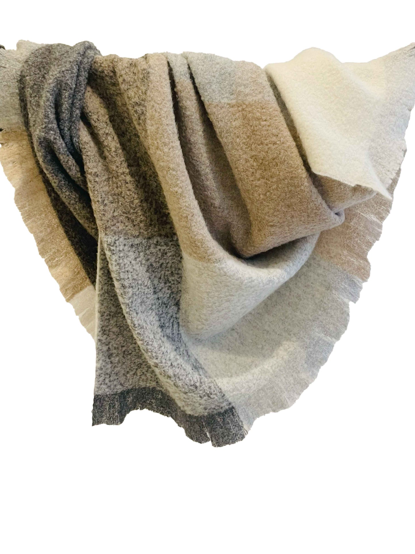 Natural Block Brushed Alpaca Throw