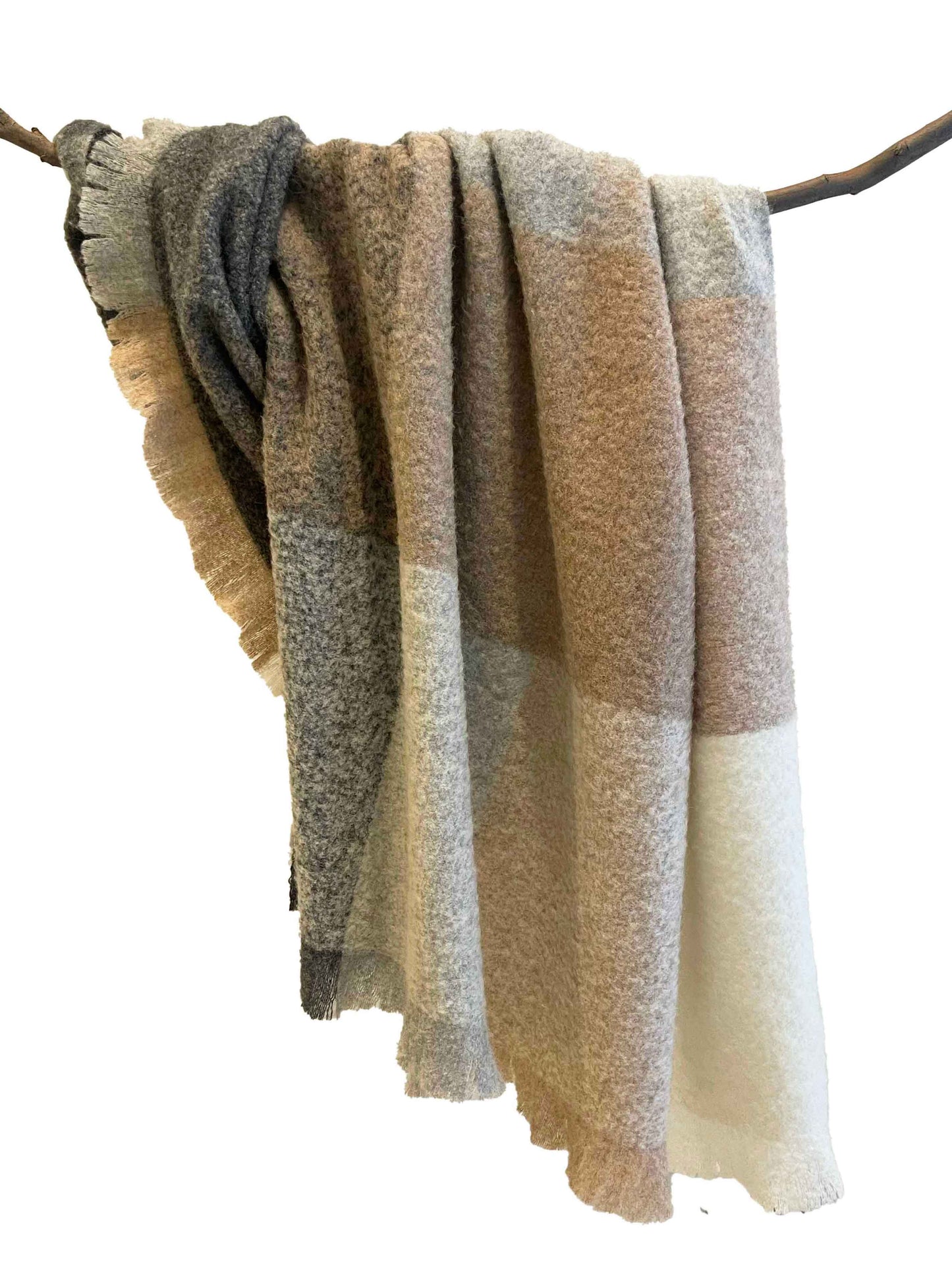 Natural Block Brushed Alpaca Throw