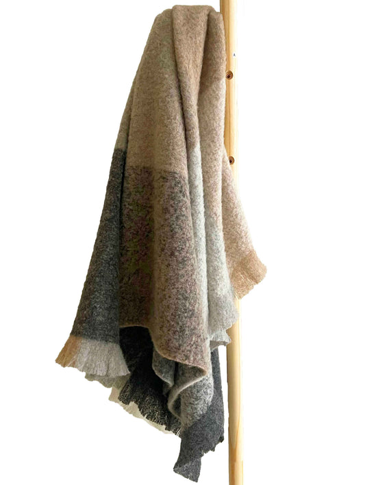 Natural Block Brushed Alpaca Throw
