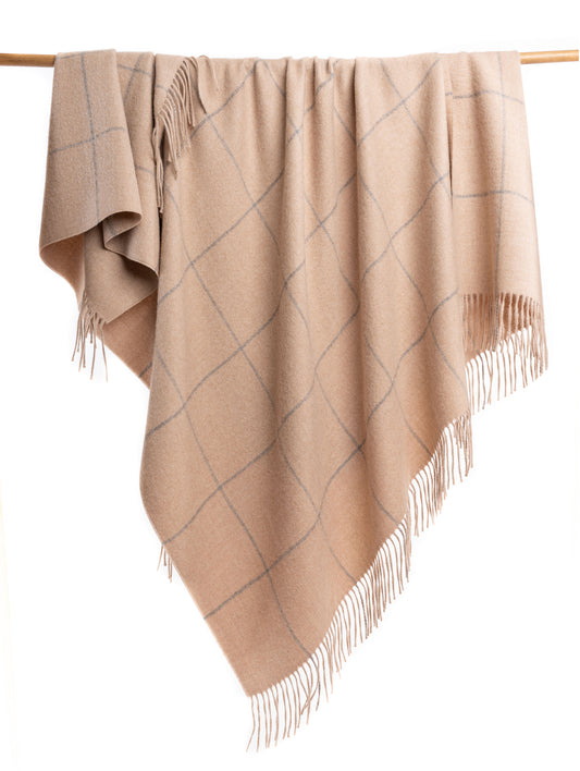 Eco-friendly Windowpane Alpaca Throw Blanket