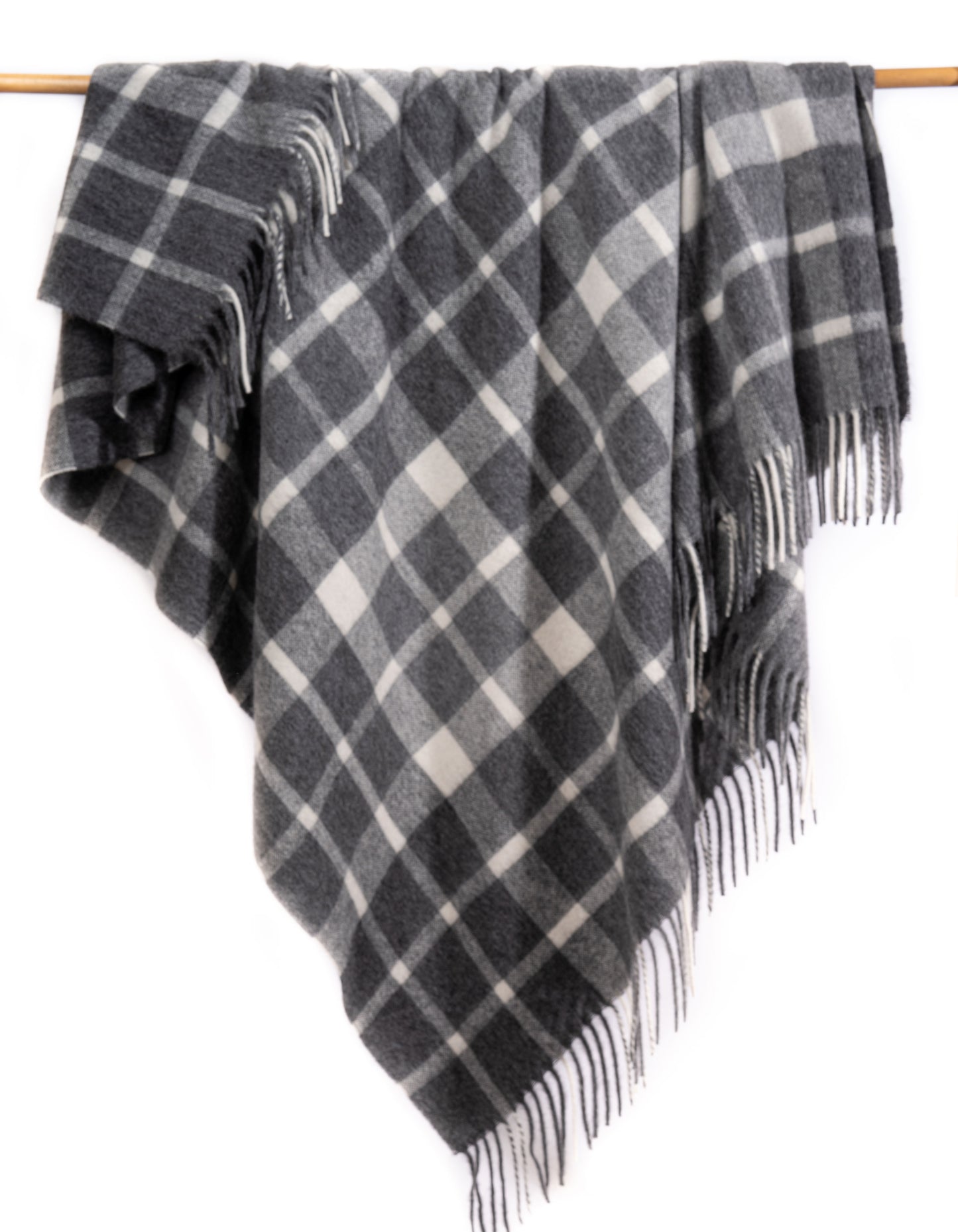 Alpaca Wool Check Throw Blanket