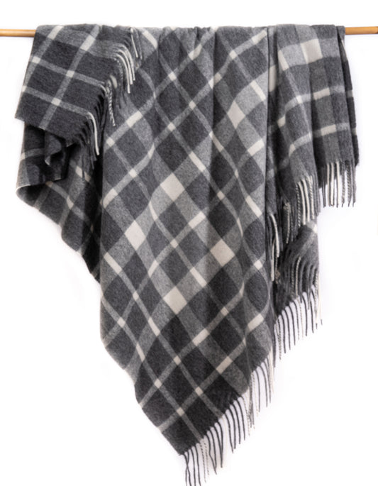 Alpaca Wool Check Throw Blanket