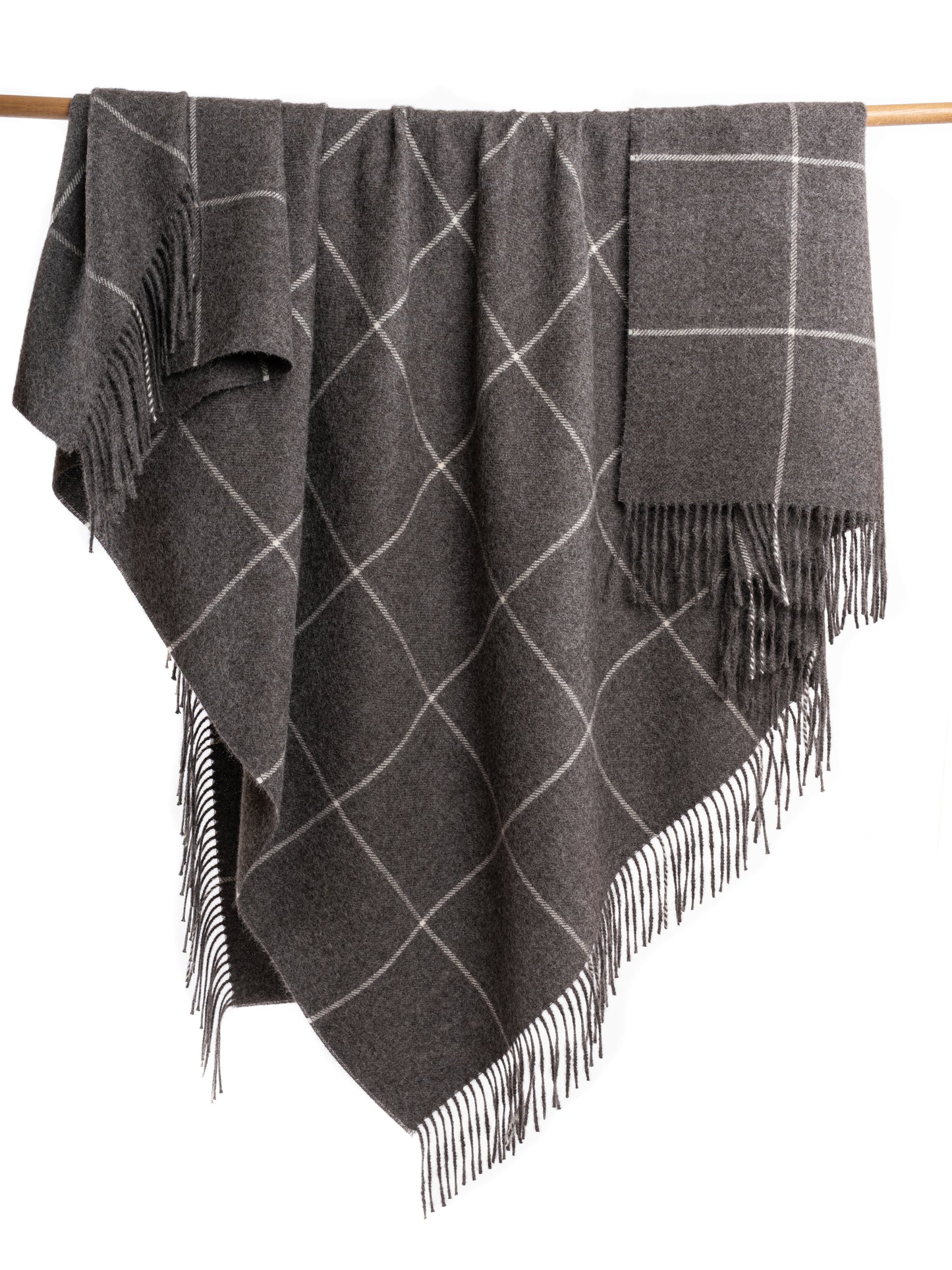 Eco-friendly Windowpane Alpaca Throw Blanket