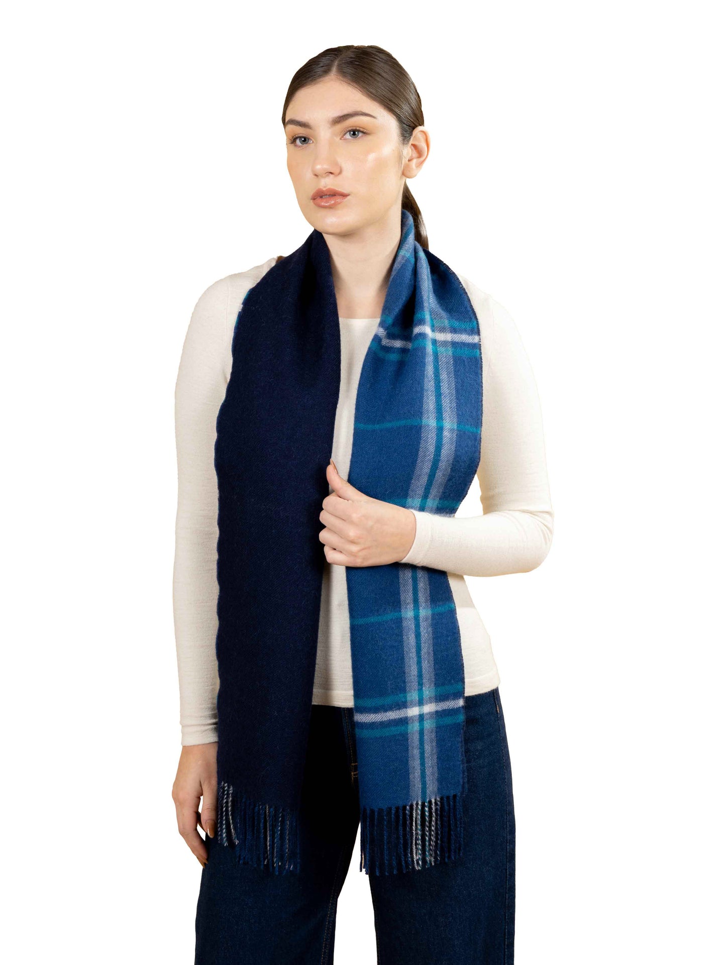 Double Sided Alpaca Check Scarf