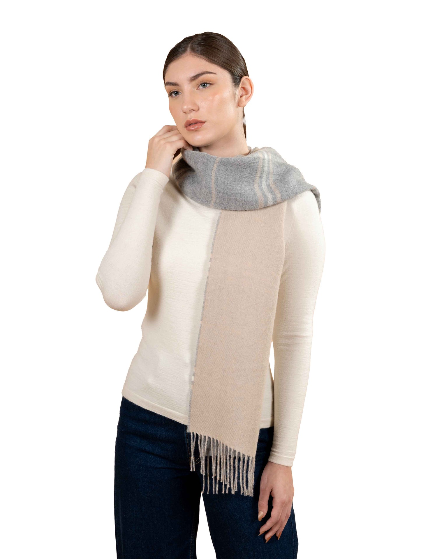 Double Sided Alpaca Check Scarf