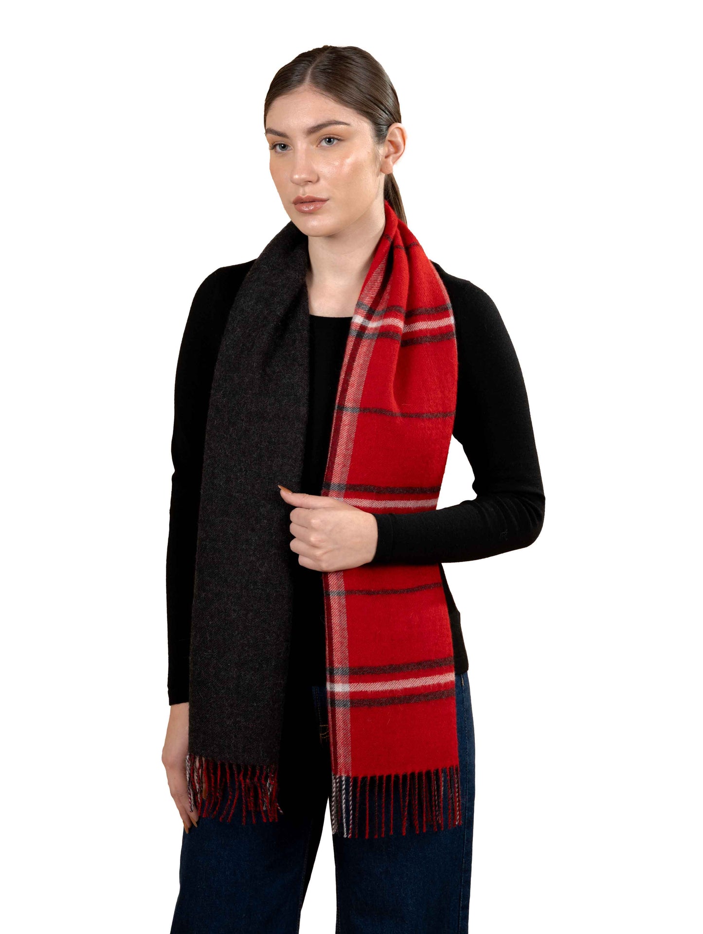 Double Sided Alpaca Check Scarf