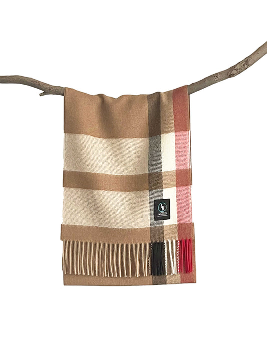 Dalcielo Alpaca Camel Check Scarf