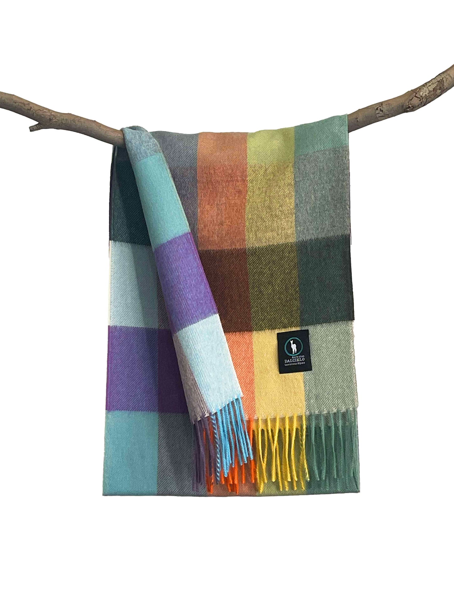 Dalcielo Alpaca Rainbow Check Scarf