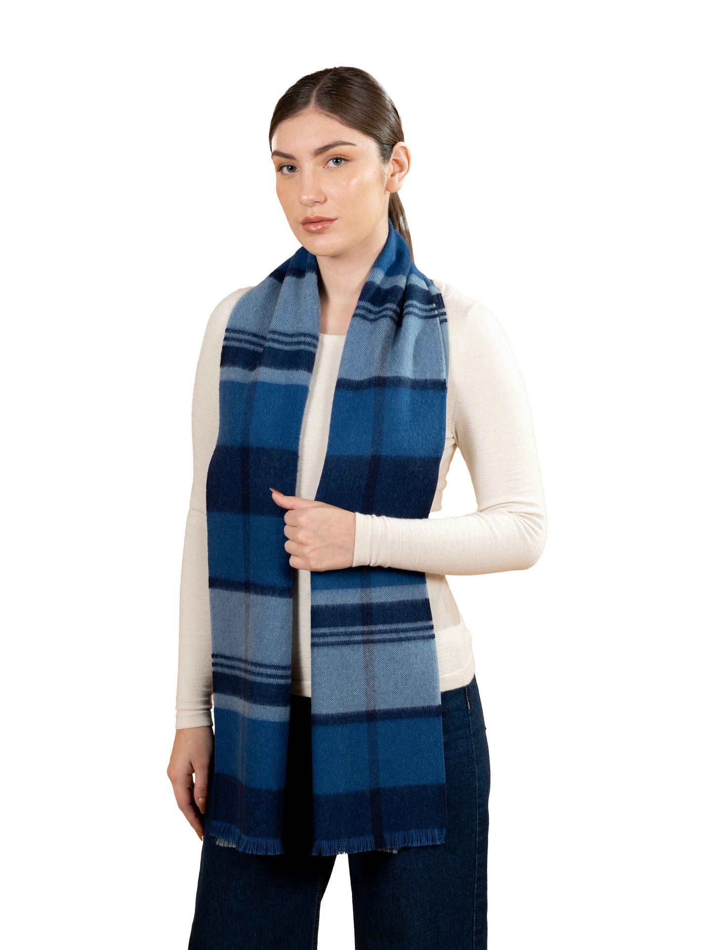 SHORT FRINGE PLAID SCARF