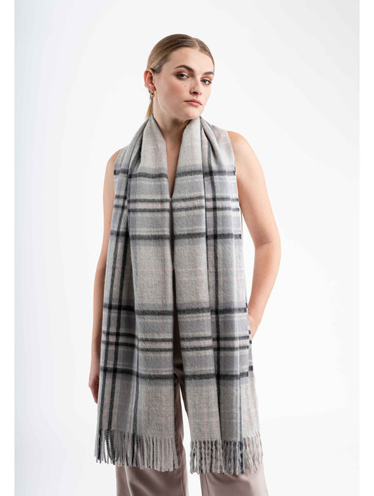 Luxurious Suri Alpaca Shawl Balmoral Check