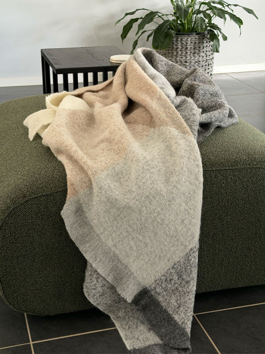 Natural Block Brushed Alpaca Throw